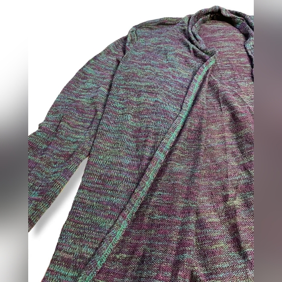 Cal Style Teal/Purple LightWeight Pointed Trim Cardigan, Size XL - Picture 5 of 6